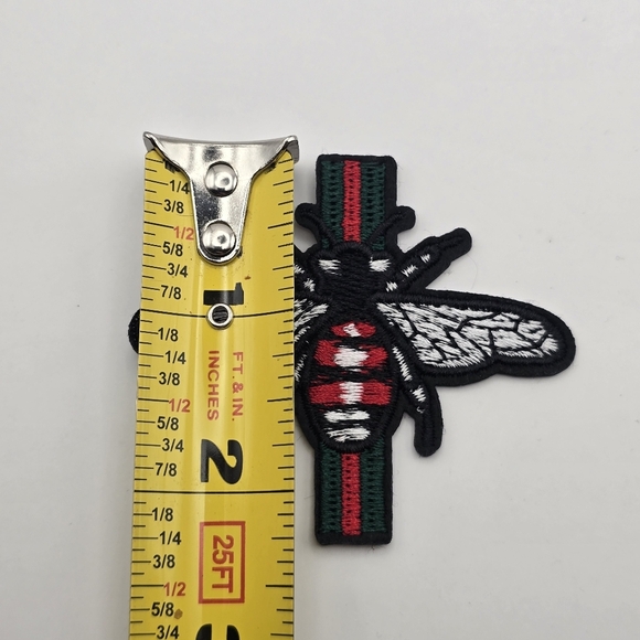 Embroidered Bumble Bee Green Red Fadhion Inspired Iron on Patch - Picture 5 of 10